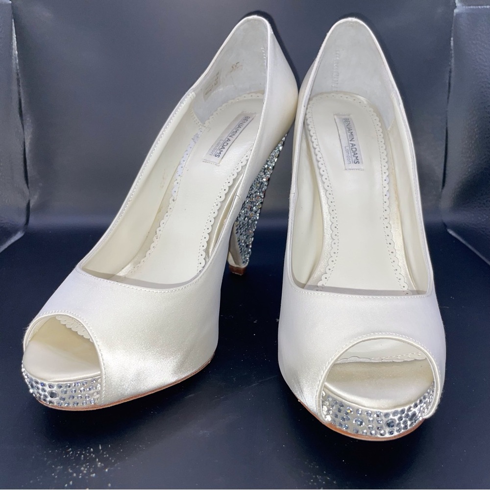 Ivory Crystal Embellished Peep-Toe Heels